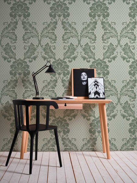 A.S. Création | Vliesová tapeta na stenu Luxury Wallpaper 30544-3 | 0,52 x 10 05 m | šedá, zelená