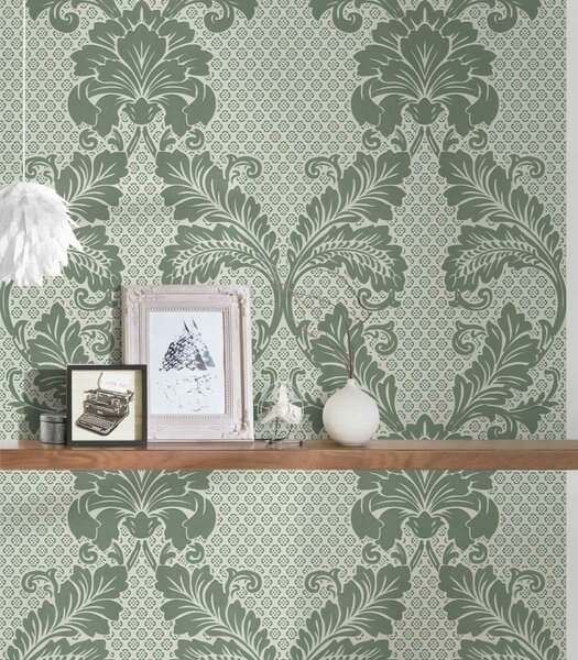 A.S. Création | Vliesová tapeta na stenu Luxury Wallpaper 30544-3 | 0,52 x 10 05 m | šedá, zelená