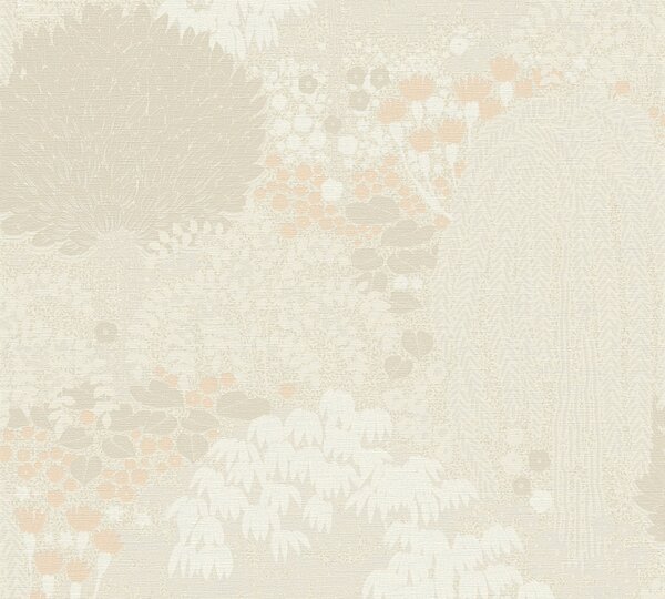 A.S. Création | Vliesová tapeta na stenu Famous Garden 39350-2 | 0,53 x 10,05 m | krémová, béžová, marhuľová, ružová