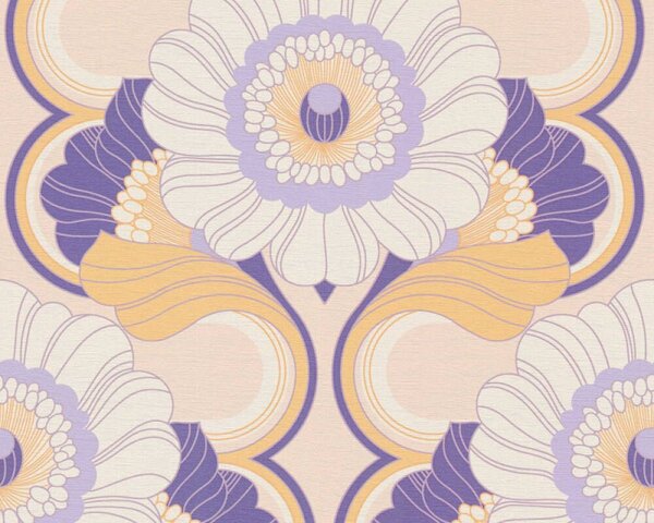 A.S. Création | Vliesová tapeta na stenu Retro Chic 39530-3 | 0,53 x 8,5 m | ružová, oranžová, fialová, krémová, viacfarebná