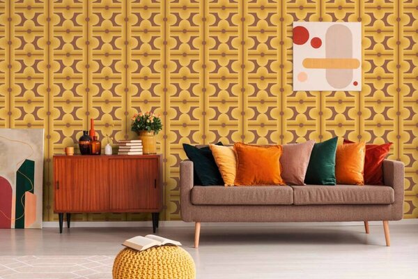 A.S. Création | Vliesová tapeta na stenu Retro Chic 39533-4 | 0,53 x 8,5 m | žltá, okrová, hnedá
