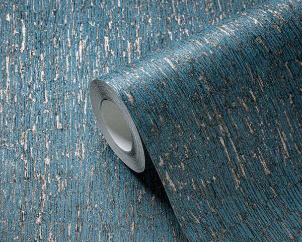 A.S. Création | Vliesová tapeta na stenu Smart Surfaces 39562-1 | 0,53 x 10,05 m | modrá, zlatá