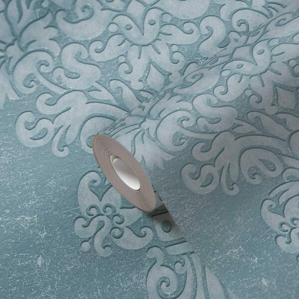 A.S. Création | Vliesová tapeta na stenu Pure Elegance 39765-4 | 0,53 x 10,05 m | tyrkysová, vining ivy, modrá, zelená
