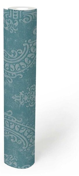 A.S. Création | Vliesová tapeta na stenu Pure Elegance 39765-4 | 0,53 x 10,05 m | tyrkysová, vining ivy, modrá, zelená