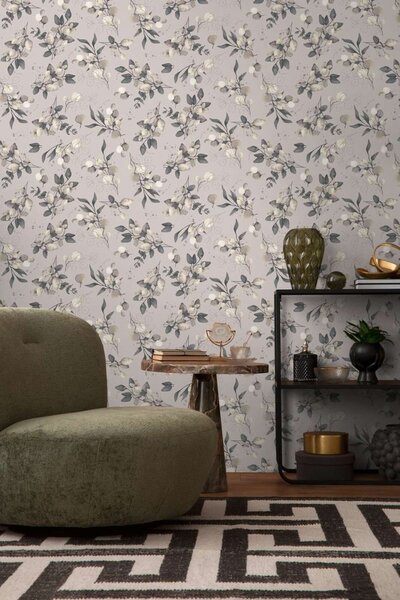 A.S. Création | Vliesová tapeta na stenu Pure Elegance 39768-4 | 0,53 x 10,05 m | šedá, béžová, zlatá