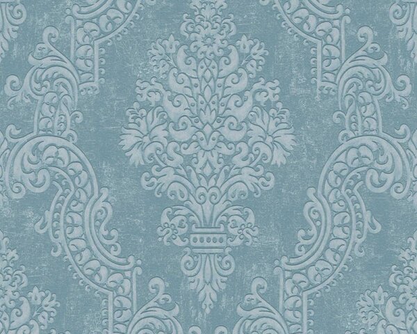 A.S. Création | Vliesová tapeta na stenu Pure Elegance 39765-4 | 0,53 x 10,05 m | tyrkysová, vining ivy, modrá, zelená