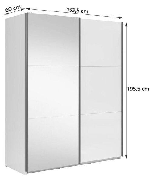 ŠAT. SKRIŇA S POSUV. DVERAMI, dub wotan, 153,5/195,5/60 cm MID.YOU - Skrine, Online Only