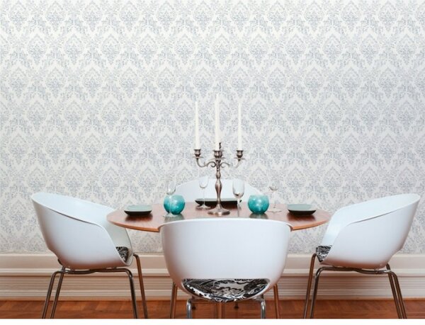 A.S. Création | Vliesová tapeta na stenu Metallic Silk 30659-1 | 0,53 x 10,05 m | biela, strieborná