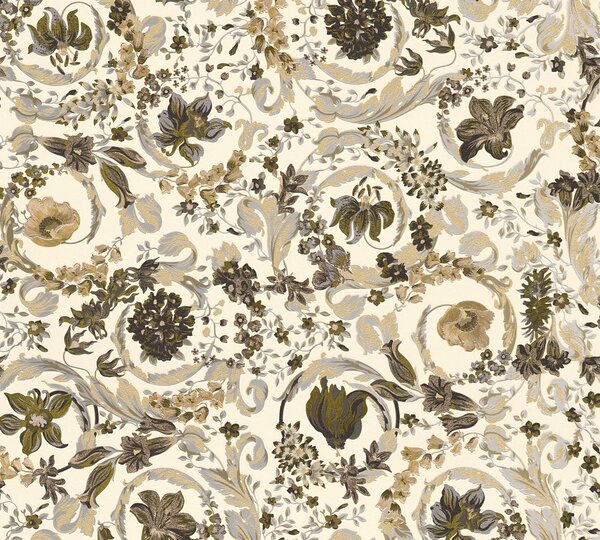 A.S. Création | Vliesová tapeta na stenu VERSACE 38706-6V | 0,70 x 10,05 m | krémová, metalická, hnedá