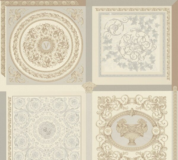 A.S. Création | Vliesová tapeta na stenu VERSACE 38704-2 | 0,70 x 10,05 m | krémová, šedá