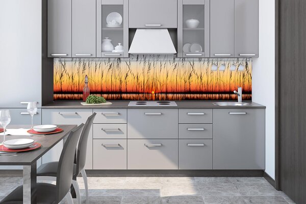 DIMEX | Fototapeta do kuchyne Západ slnka KI-260-129 | 260 x 60 cm | červená, žltá, oranžová