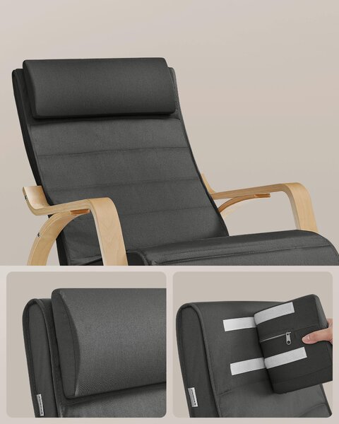 RELAXAČNÉ KRESLO, drevo, textil, tmavosivá Boxxx - Online Only obývacie izby, Online Only
