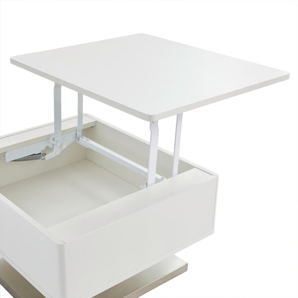 KONFERENČNÝ STOLÍK, biela, farba ušľachtilej ocele, kov, kompozitné drevo, 60/70/40,5 cm Carryhome - Stolíky do obývačky