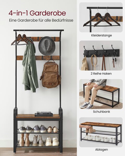 PREDSIEŇOVÝ NÁBYTOK, hnedá, čierna, 72/183/33,7 cm Boxxx - Online Only drobný nábytok, Online Only