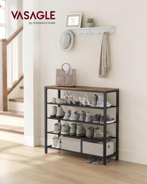 REGÁL NA TOPÁNKY, hnedá, čierna, 100/92,5/30 cm Boxxx - Online Only drobný nábytok, Online Only
