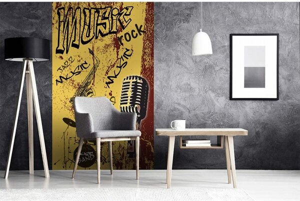 DIMEX | Vliesové fototapety na stenu Žltá hudba MS-2-0330 | 150 x 250 cm | žltá, červená