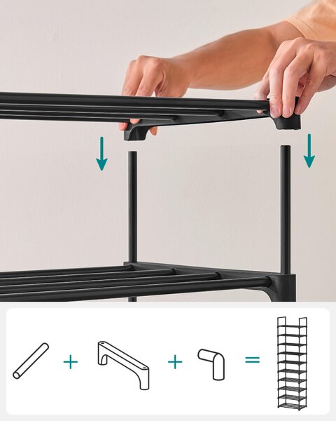 REGÁL NA TOPÁNKY, čierna, 45/174/30 cm Boxxx - Online Only drobný nábytok, Online Only