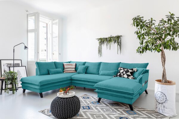 SEDACIA SÚPRAVA, textil, tyrkysová P & B - Sedačky, Online Only