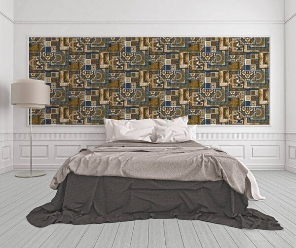 A.S. Création | Vliesová tapeta na stenu Versace 37048-1 | 0,70 x 10,05 m | modrá, biela, zlatá, šedá, čierna