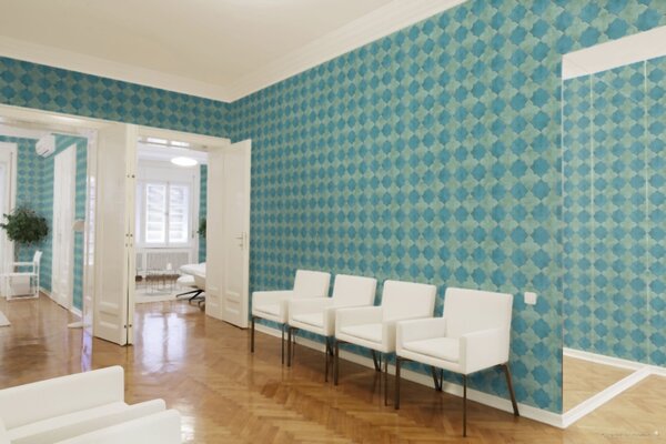 A.S. Création | Vliesová tapeta na stenu New Walls 37421-4 | 0,53 x 10,05 m | zelená, modrá, šedá