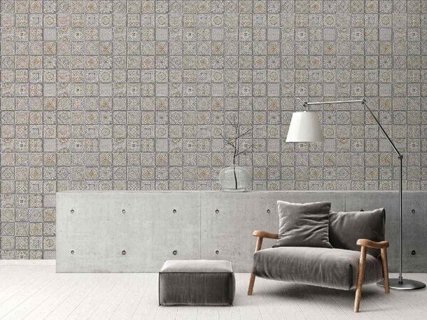 A.S. Création | Vliesová tapeta na stenu Terra 38921-2 | 0,53 x 10,05 m | biela, zlatá, krémová, metalická, šedá