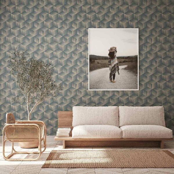 A.S. Création | Vliesová tapeta na stenu Natural Living 38506-3 | 0,53 x 10,05 m | čierna, krémová, metalická