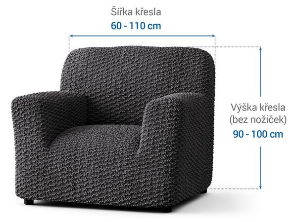 Bielastické poťahy MOSAICO tmavosivé kreslo (š. 60 - 110 cm)