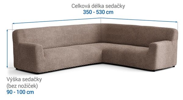 Bielastické poťahy MOSAICO orieškové rohová sedačka (š. 350 - 530 cm)