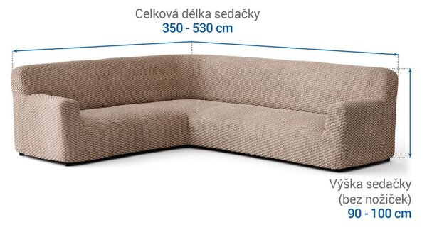Bielastické poťahy MOSAICO béžové rohová sedačka (š. 350 - 530 cm)