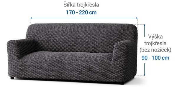 Bielastické poťahy MOSAICO tmavosivé trojkreslo (š. 170 - 220 cm)
