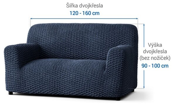 Bielastické poťahy MOSAICO modré dvojkreslo (š. 120 - 160 cm)