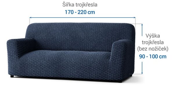 Bielastické poťahy MOSAICO modré trojkreslo (š. 170 - 220 cm)