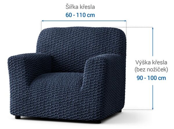Bielastické poťahy MOSAICO modré kreslo (š. 60 - 110 cm)