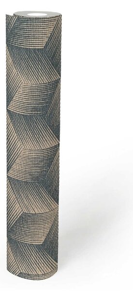 A.S. Création | Vliesová tapeta na stenu Natural Living 38506-3 | 0,53 x 10,05 m | čierna, krémová, metalická
