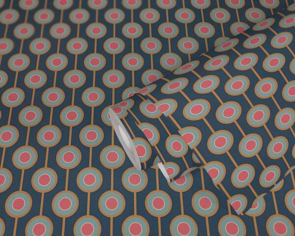 A.S. Création | Vliesová tapeta na stenu Retro Chic 39537-1 | 0,53 x 8,5 m | modrá, žltá, okrová, ružová, viacfarebná