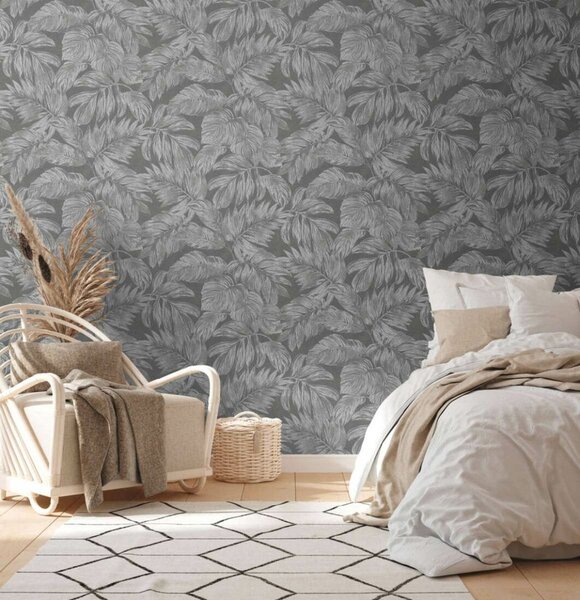 A.S. Création | Vliesová tapeta na stenu Casual Living 39340-4 | 0,53 x 10,05 m | šedá, metalická