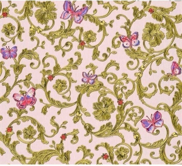 A.S. Création | Vliesová tapeta na stenu Versace 34325-4 | 0,70 x 10,05 m | žltá, ružová, metalická, fialová