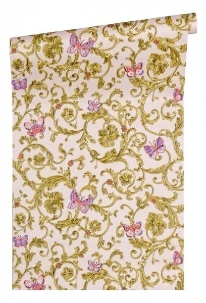 A.S. Création | Vliesová tapeta na stenu Versace 34325-4 | 0,70 x 10,05 m | žltá, ružová, metalická, fialová
