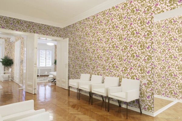A.S. Création | Vliesová tapeta na stenu Versace 34325-4 | 0,70 x 10,05 m | žltá, ružová, metalická, fialová