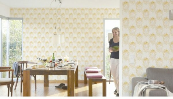 A.S. Création | Vliesová tapeta na stenu Chateau 34499-3 | 0,53 x 10,05 m | béžová, krémová, zlatá