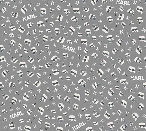 A.S. Création | Vliesová tapeta na stenu Karl Lagerfeld 37843-2 | 0,53 x 10,05 m | biela, čierna, šedá