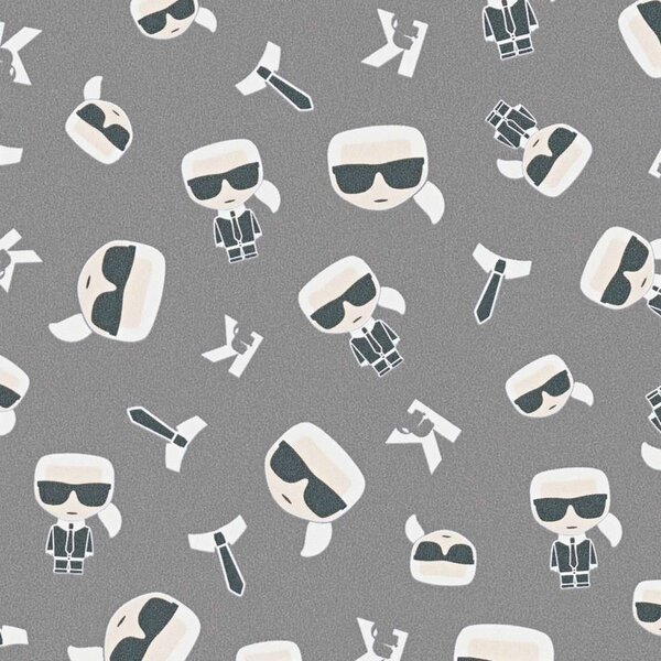 A.S. Création | Vliesová tapeta na stenu Karl Lagerfeld 37843-2 | 0,53 x 10,05 m | biela, čierna, šedá