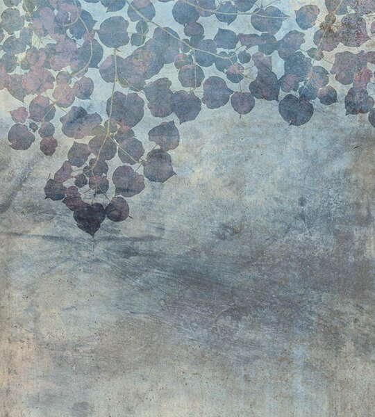 DIMEX | Vliesová fototapeta na stenu Abstrakt modré listy MS-3-0367 | 225 x 250 cm | modrá, béžová, čierna