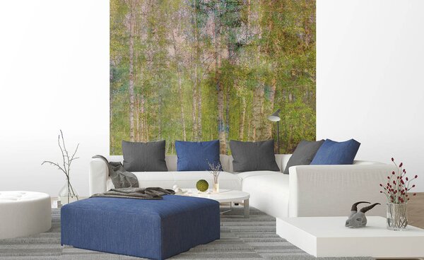 DIMEX | Vliesová fototapeta na stenu Abstrakt listy MS-3-0351 | 225 x 250 cm | zelená, žltá