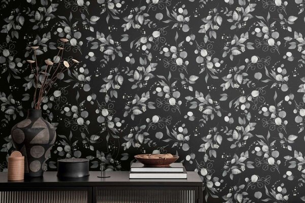 A.S. Création | Vliesová tapeta na stenu Pure Elegance 39768-5V | 0,53 x 10,05 m | čierna, šedá, metalická