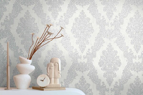 A.S. Création | Vliesová tapeta na stenu Pure Elegance 39765-5 | 0,53 x 10,05 m | biela, šedá