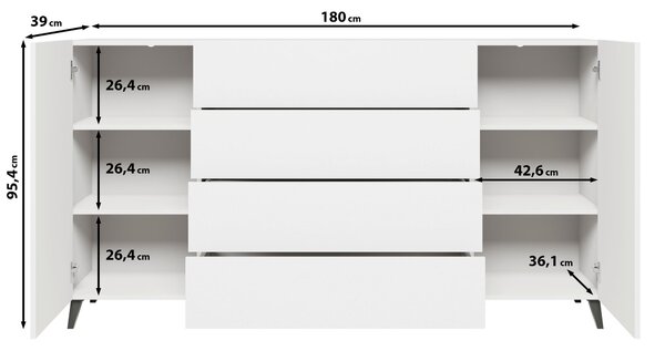 ŠIROKÁ KOMODA, kašmírová, 180/95,4/39 cm P & B - Online Only drobný nábytok, Online Only
