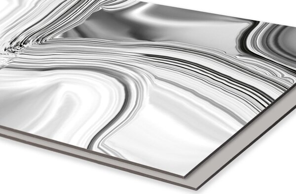DIMEX | Dibond doska za kuchynskú linku | DBW-08040-101 Kvapalné chrómové striebro| 80 x 40 cm