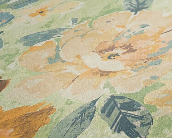 A.S. Création | Vliesová tapeta na stenu Aquarell Dreams 39607-3 | 0,53 x 10,05 m | krémová, béžová, zelená, žltá, šedá, modrá, hnedá, okrová, viacfarebná