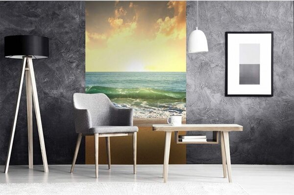 DIMEX | Vliesové fototapety na stenu More pri západe slnka MS-2-0209 | 150 x 250 cm | oranžová, modrá